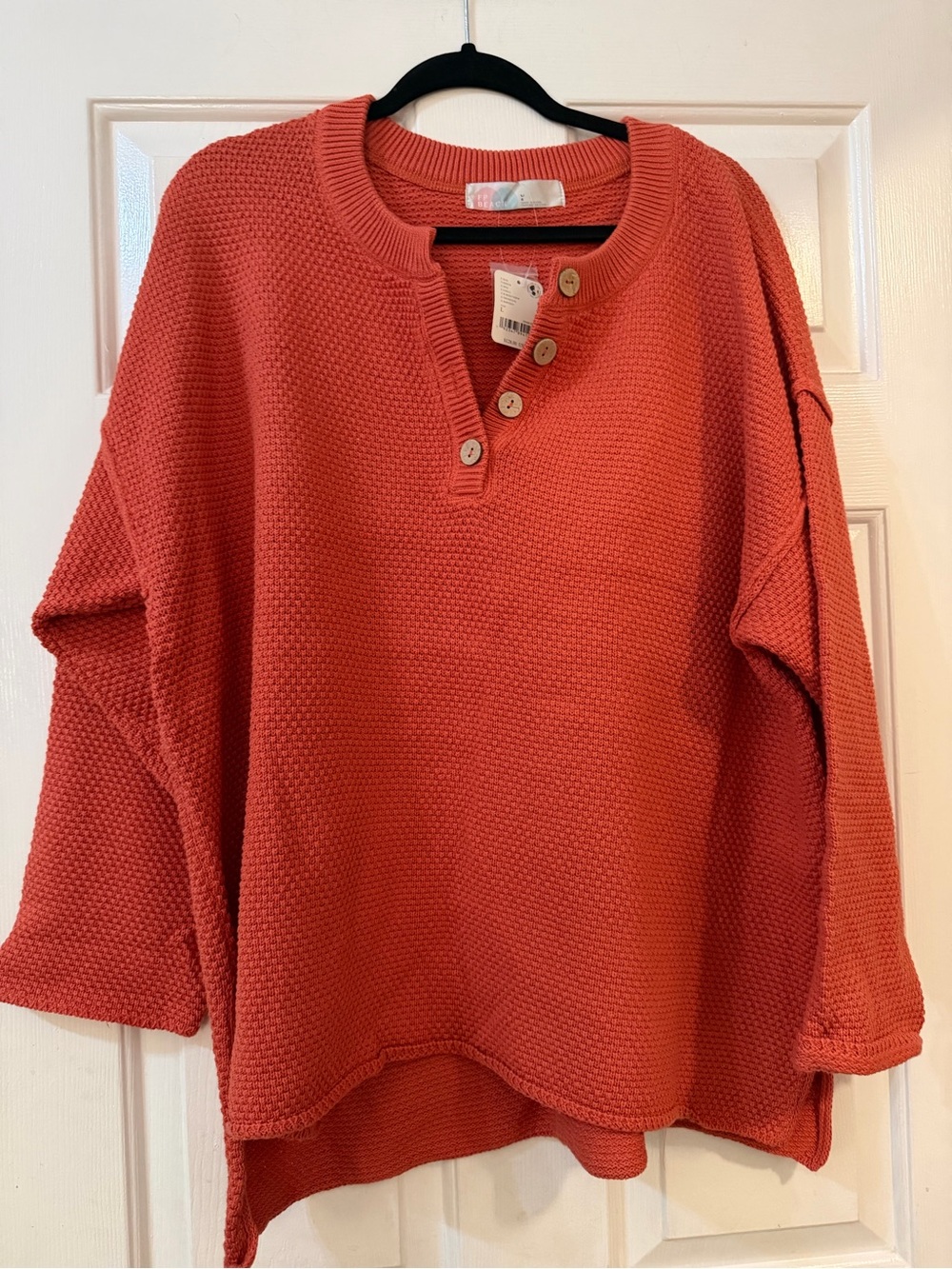 Free People Beach Women Hailey Hailee Waffle Knit Sweater Rusty Orange- L